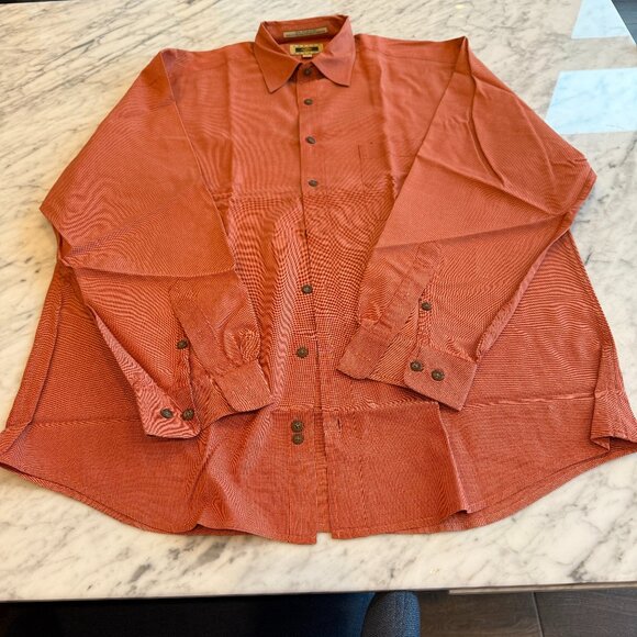 Joseph Abboud Men's Large Orange Button Down 100% Cotton Dress Shirt - Picture 1 of 3